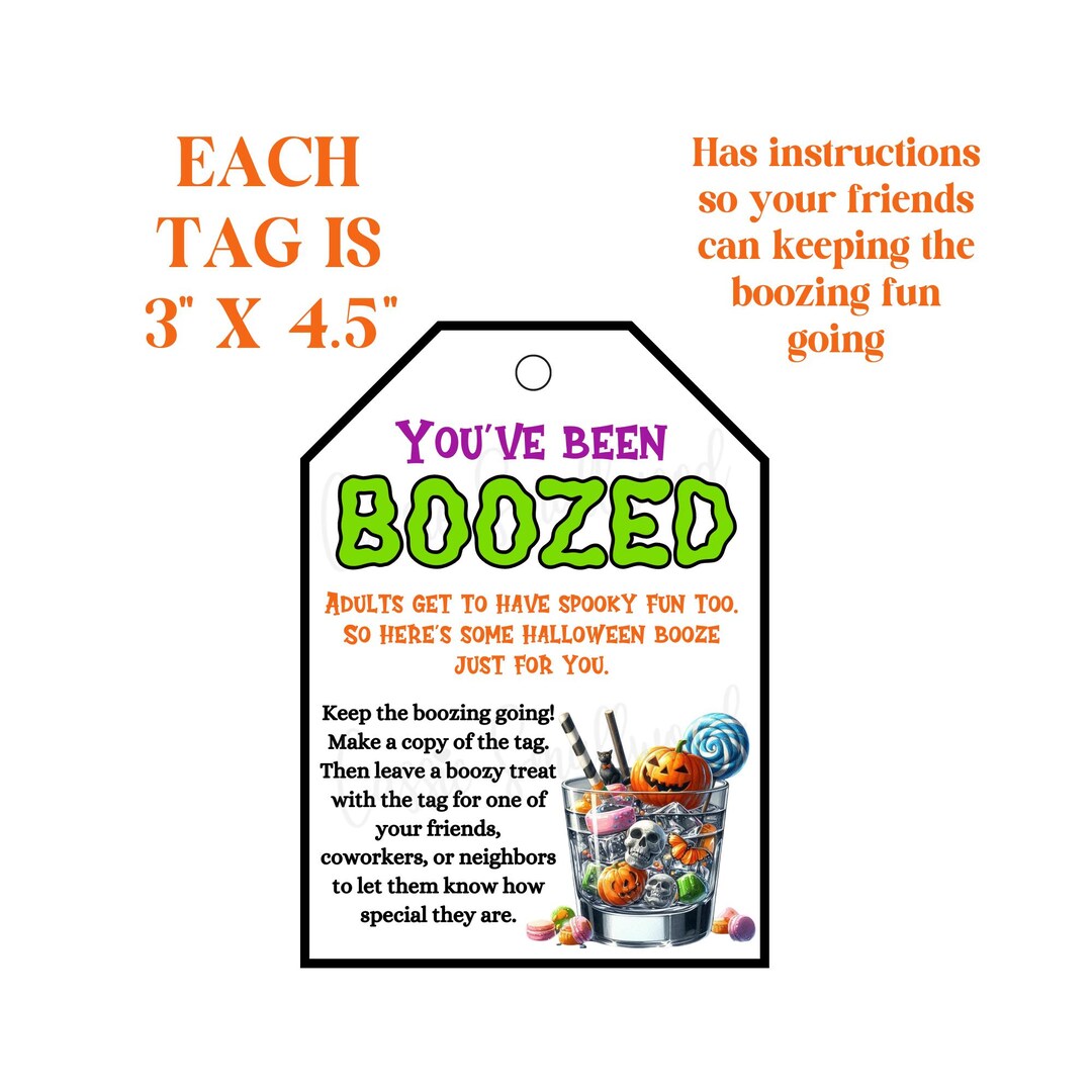 You've Been Boozed Printable Tags, Youve Been Boozed Halloween Wine ...