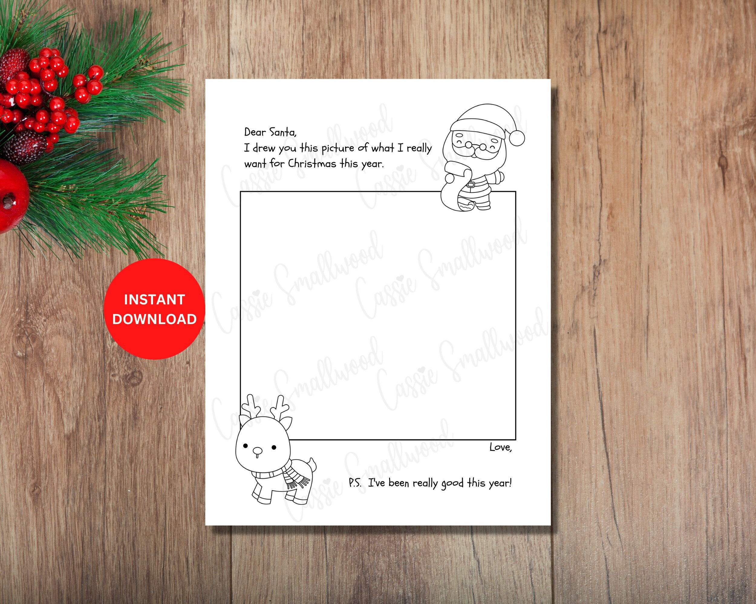 Printable Letter to Santa Coloring Page Kids Letter to Santa - Etsy UK