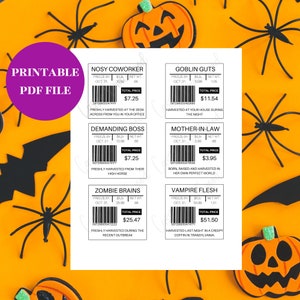 Printable Fake Meat Labels Halloween Prank, Funny Fake Food Labels, Fake Meat Stickers To Print Out For Red Velvet Crispy Rice Treats