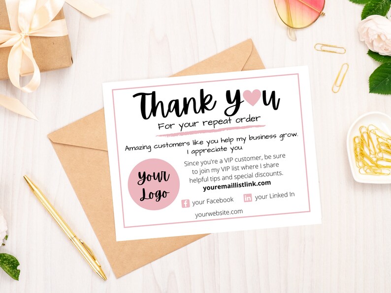 Etsy Thank You Card Printable Care Card Template Thank You Etsy