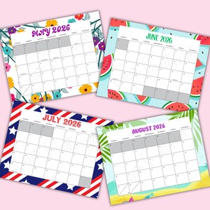 Cute Printable 2026 Monthly Wall Calendar With Holidays, Kids School ...