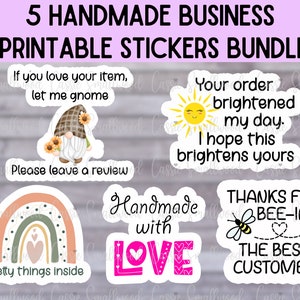 Handgemachte Business Sticker Bundle druckbare PNG Cricut, Etsy Shop Aufkleber, Etsy Verpackung Aufkleber, kleine Unternehmen Versand Aufkleber herunterladen