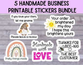 Handmade Business Sticker Bundle Printable PNG Cricut, Etsy Shop Sticker, Etsy Packaging Stickers, Small Business Shipping Stickers Download
