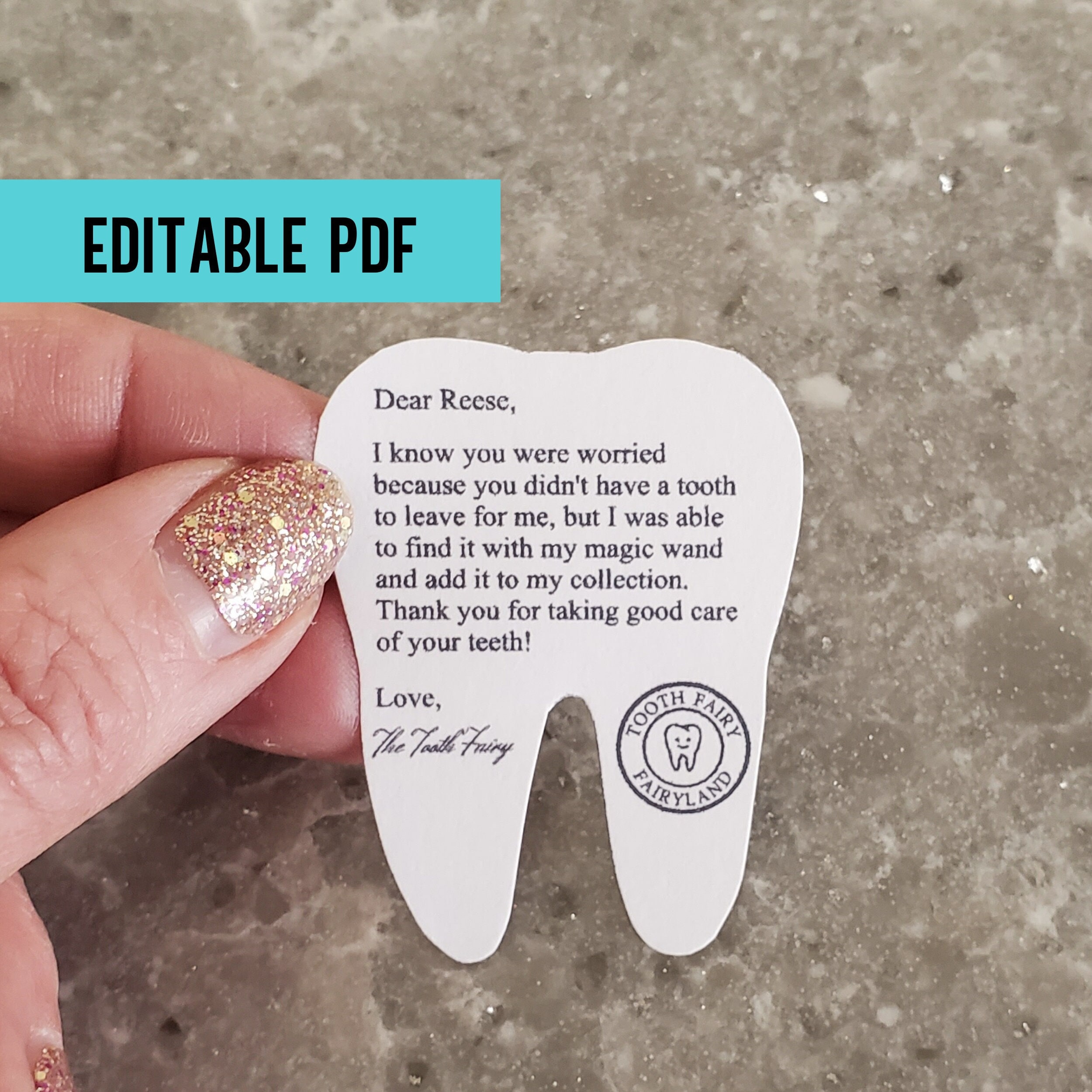 Editable Swallowed Tooth Fairy Letter Instant Download, Printable Tooth Fairy Note For Missing Misplaced Tooth Idea, Tooth Fairy Receipt