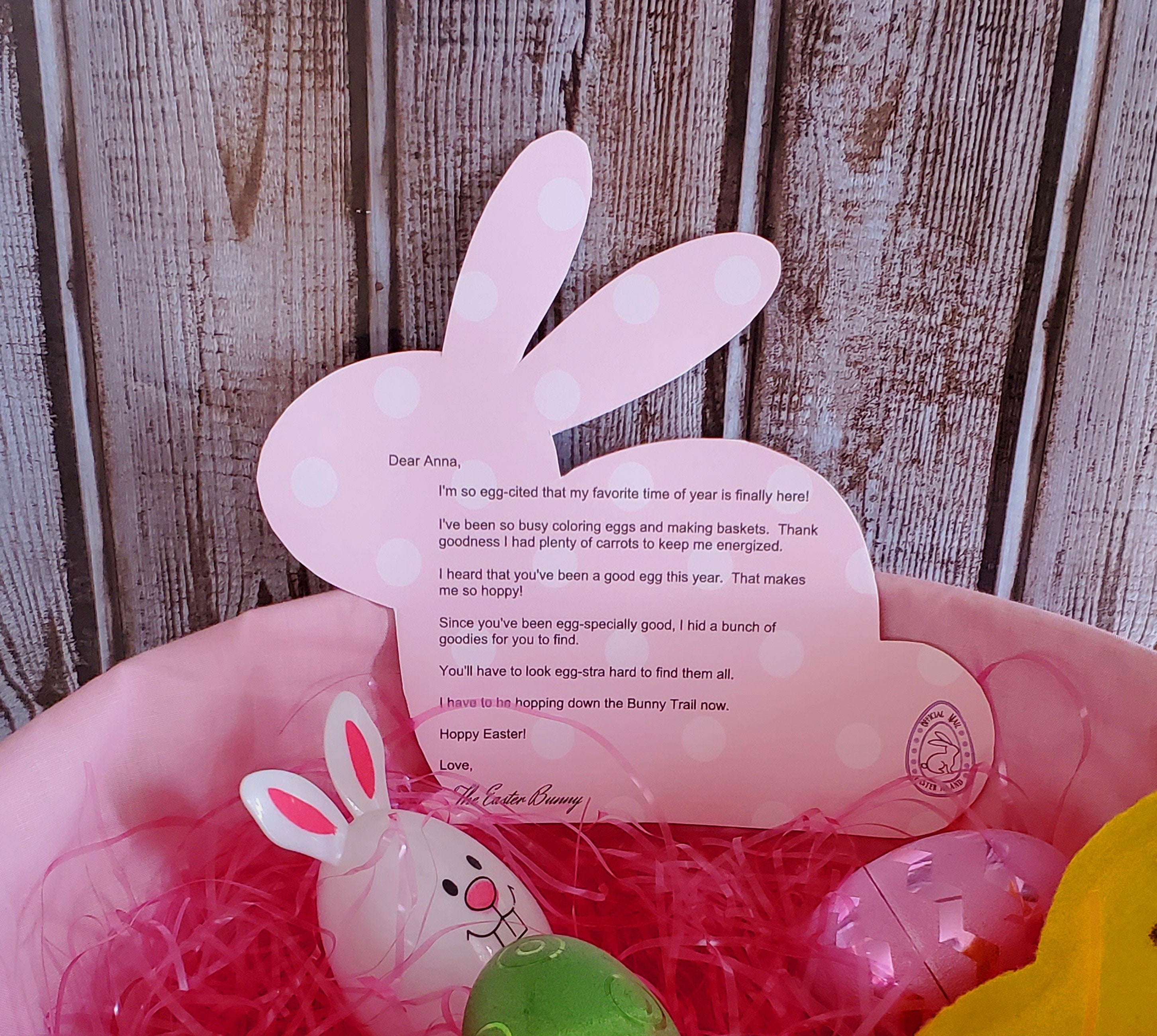 Editable Instant Download Easter Bunny Letter Printable for Girl ...
