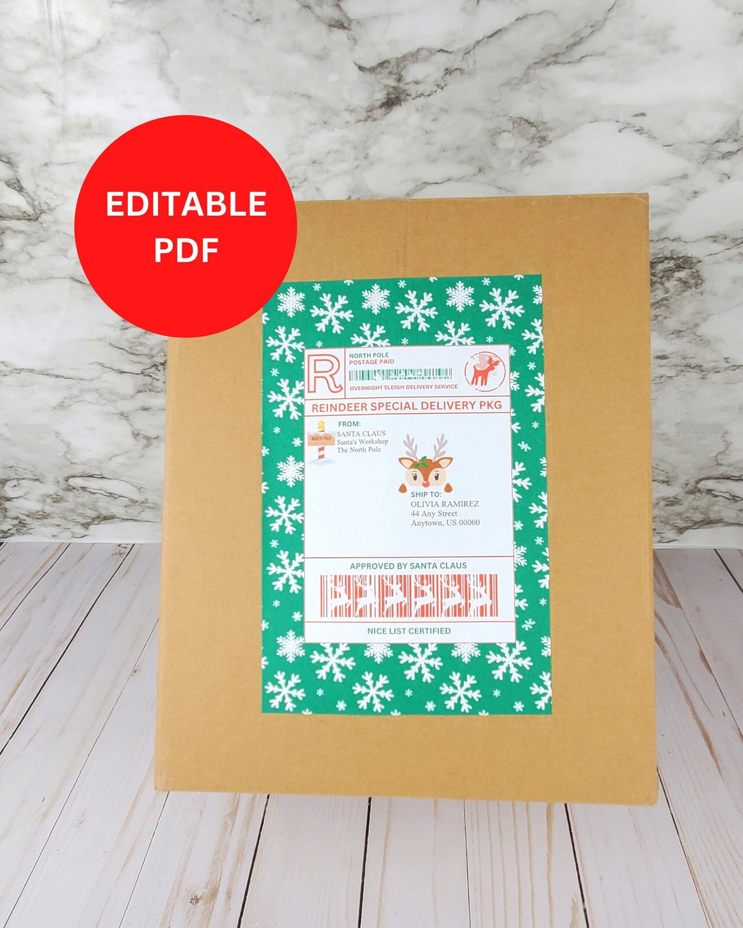 Editable North Pole Shipping Stickers, Printable Santa Mail Label