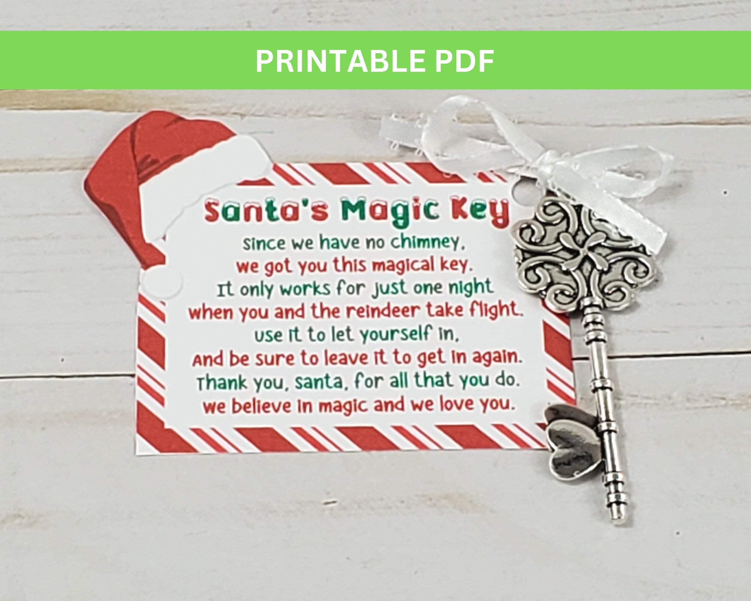 Santa Magic Key Printable Santa's Magic Key Tag With Poem, No Chimney Key Tag Digital ...