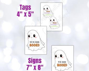You've Been Booed Printables, Youve Been Booed Halloween Favor Tags, I've Been Booed Printable, Ghost We've Been Boo'd Sign To Print