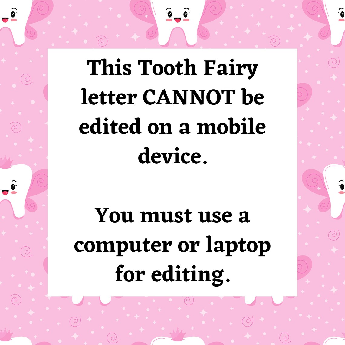 Mini Editable Tooth Fairy Letter Printable Tiny Tooth Fairy - Etsy