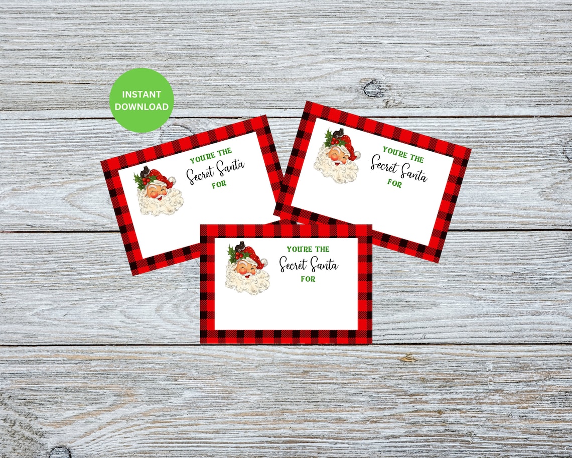 Printable Secret Santa Sign up Sheet and Drawing Cards for Etsy