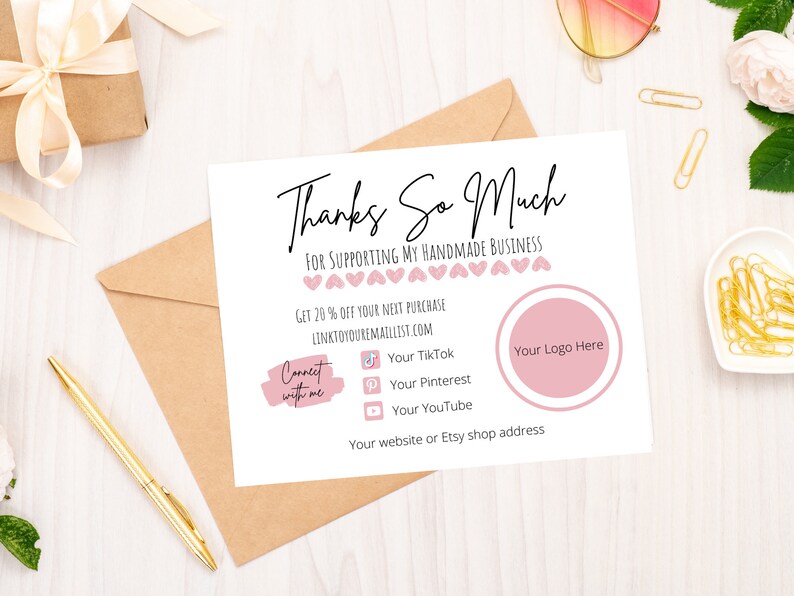 Etsy Thank You Card Printable Care Card Template Thank You Etsy