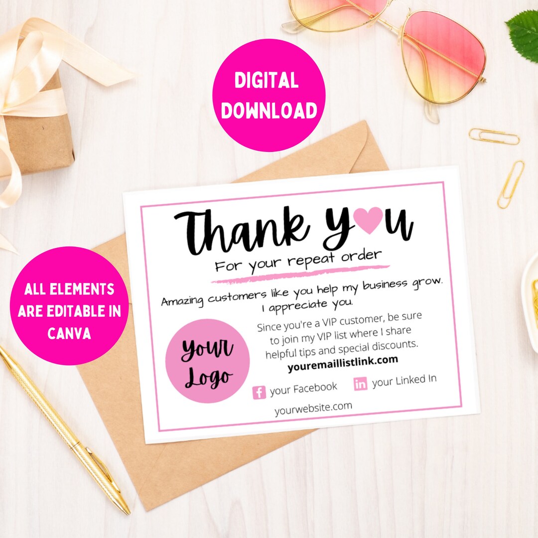 Repeat Customer Thank You Notecard Canva Template Flat Thank Etsy Repeat Customer Thank You Notecard Canva Template Flat Thank Etsy