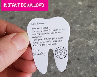 Editable Instant Download Tooth Fairy Letter Printable For Boy Or Girl, Mini Tooth Fairy Note, First Tooth Fairy Letter, Tooth Fairy Receipt
