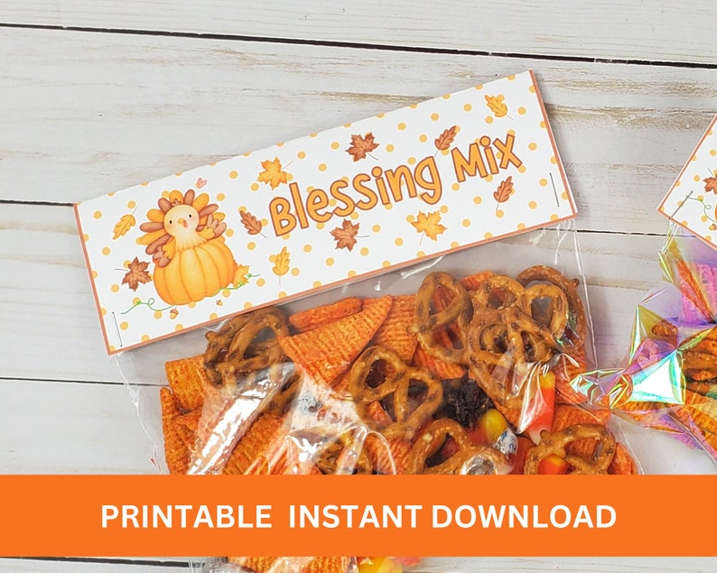 Printable Blessing Mix Bag Toppers, Happy Thanksgiving Tags, Blessing ...