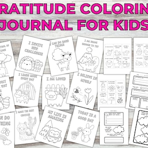 Diario de gratitud imprimible para niños, páginas para colorear de afirmaciones positivas diariamente, diario para niños con indicaciones, tarjetas de afirmación para colorear