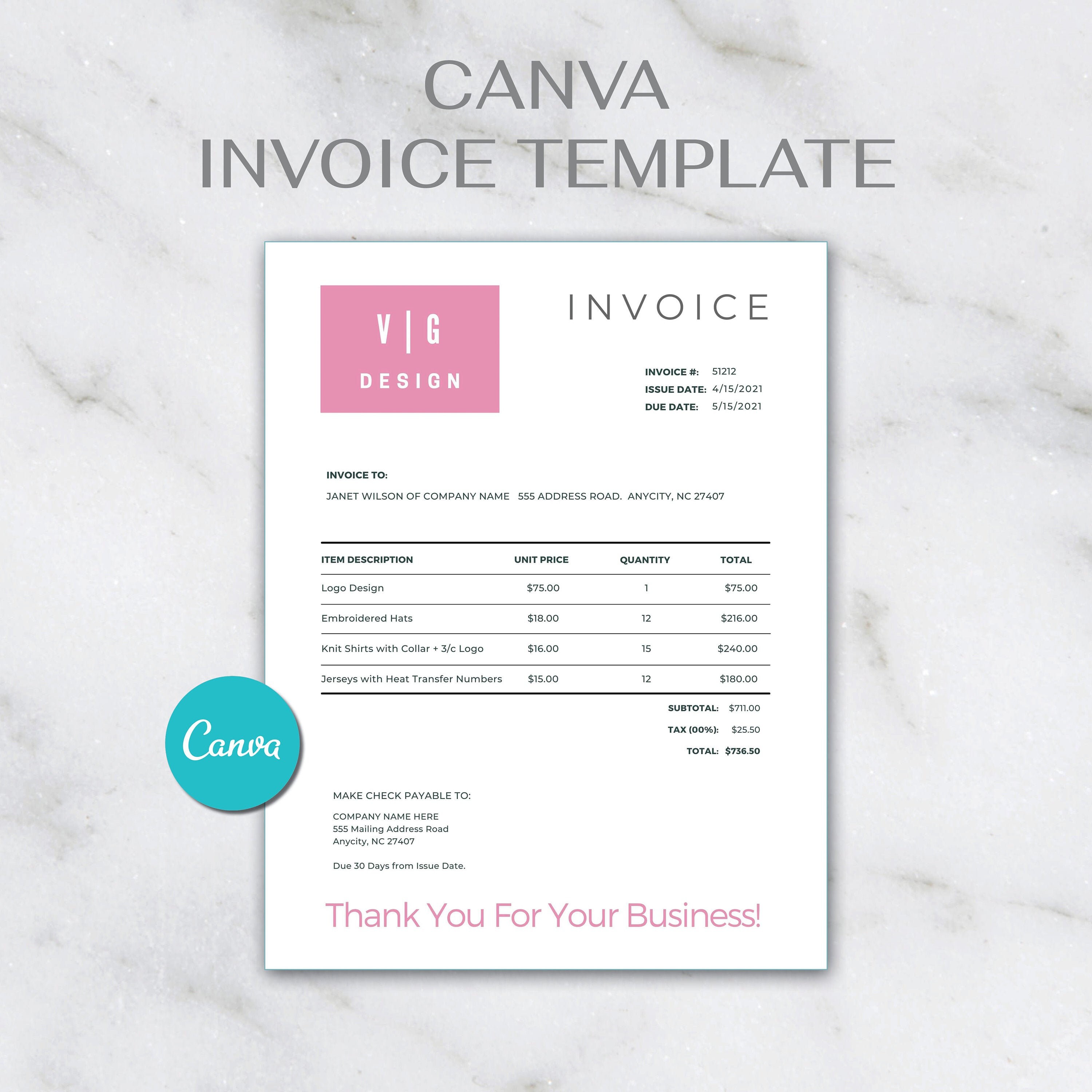 invoice template invoice template pdf small business forms etsy