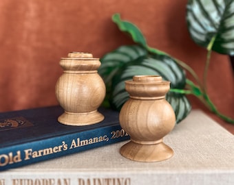 Pair of Vintage Wood Turned Candle Sticks