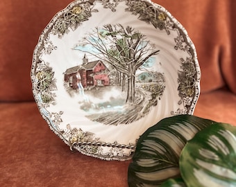 Vintage Johnson Brothers Das freundliche Dorf ""The Red Barn"" Schüssel | Englische Keramik Transferware