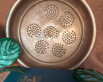 Vintage Copper Colander- Farmhouse Strainer