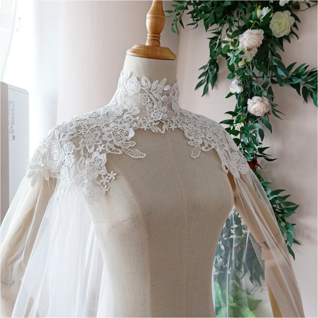 High Neck Wedding Cape for Strapless Wedding Dress Lace Tulle - Etsy