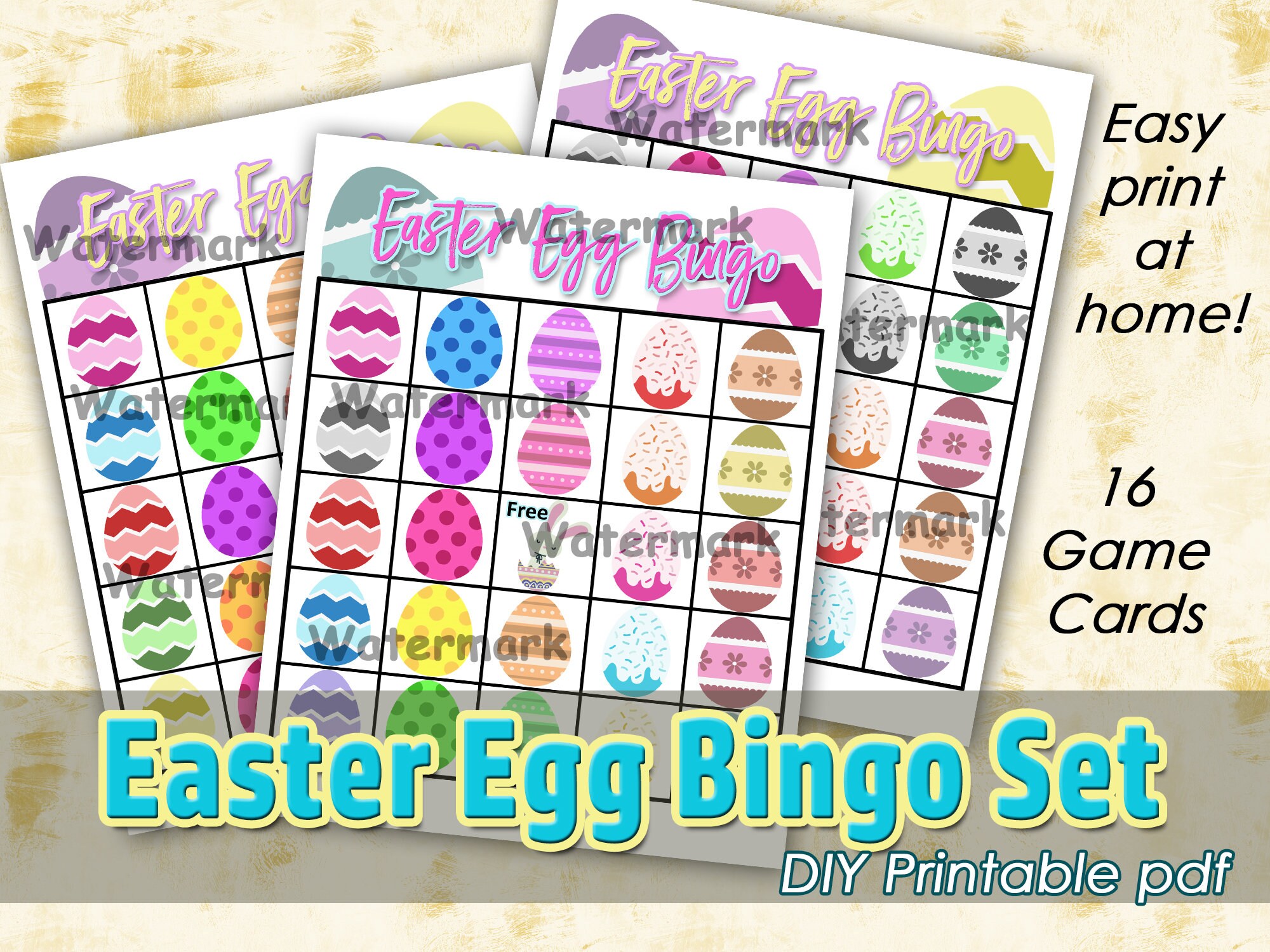 Printable Easter Egg Bingo Set Easter Games Instant Etsy