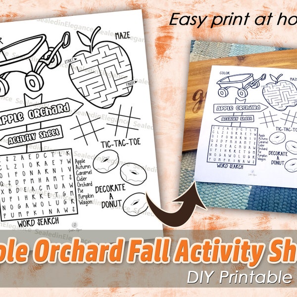 Fall Apple Orchard Activity Sheet, Fall Kids Activities, Fall Classroom Activities, Instant Download, PDF, Autumn Coloring Sheet, Fall Games