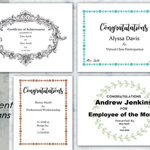 Certificate Award Word Doc Templates, Word Document Certificate, DIY Certificate, Teacher's Certificate Award, Easy to Make Award, DIY Award image 4