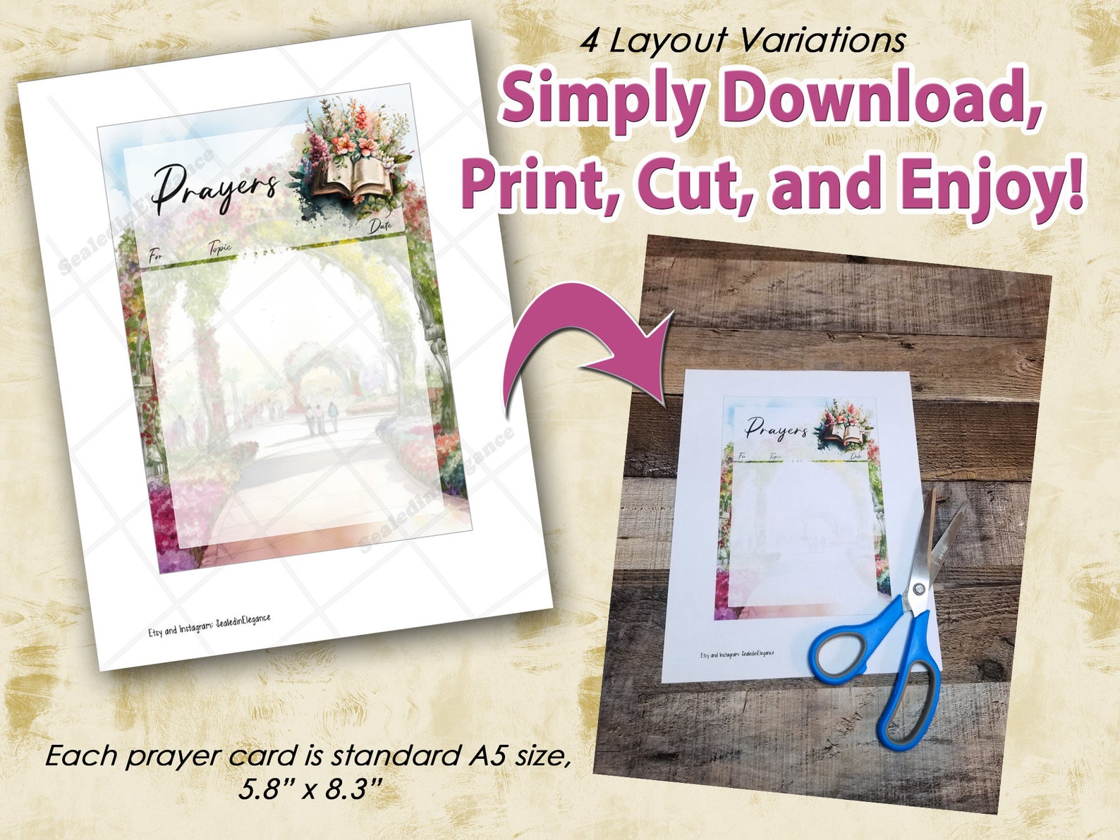 Printable Prayer Cards, Printable Prayer List, Bible Prayer List Insert, Vintage Prayer List ...