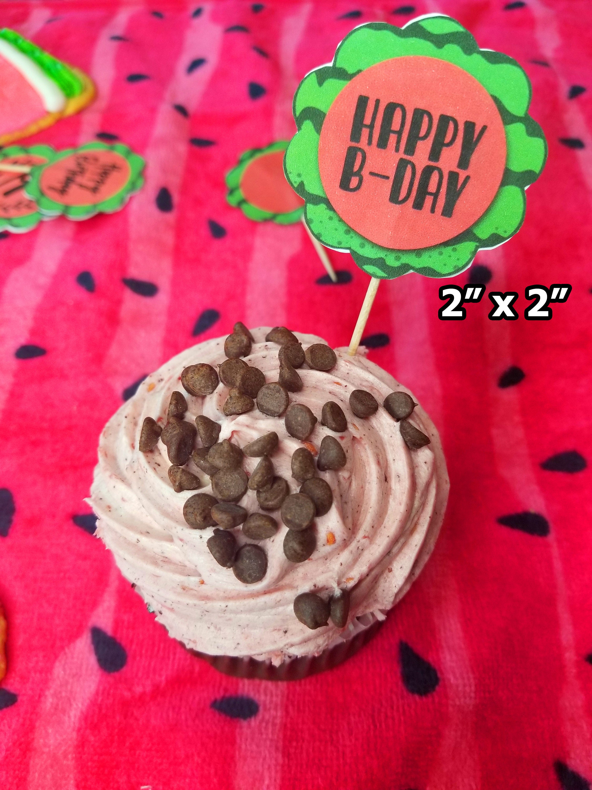 Watermelon Birthday Cupcake Toppers, Printable Cupcake Toppers, PDF, Watermelon Cake Toppers ...