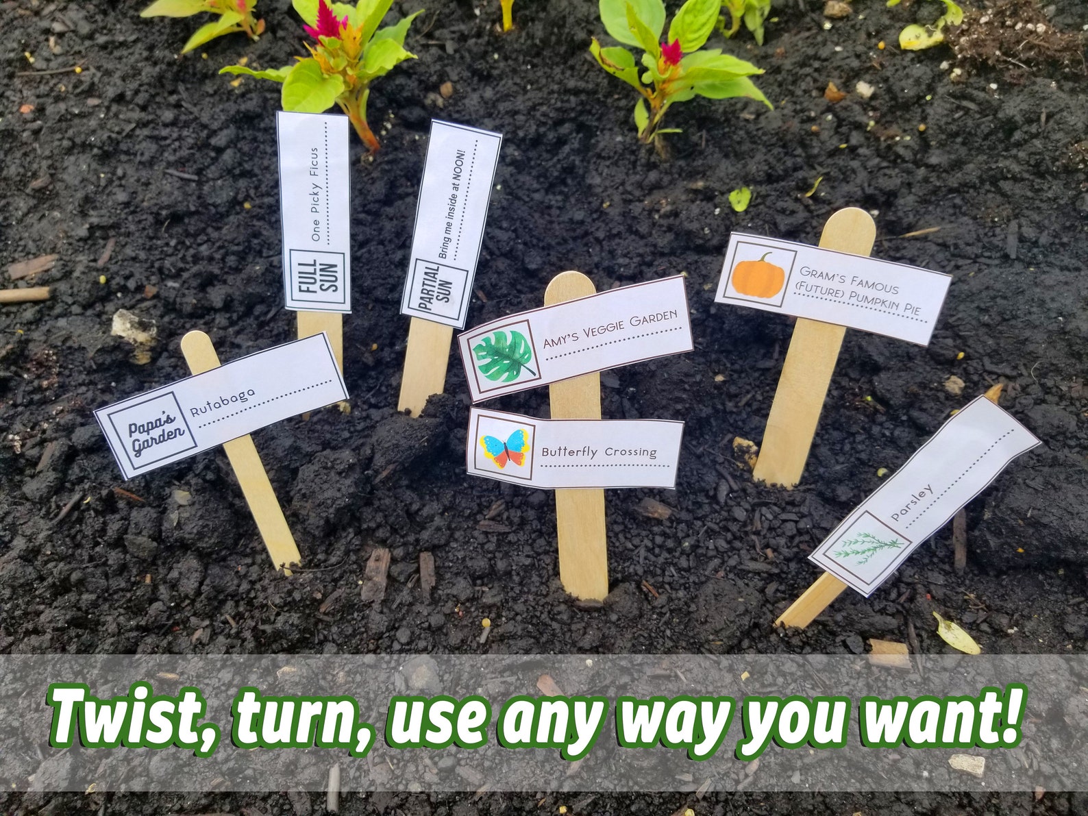 Customizable Garden Marker Templates, Instant Download, Word Doc, DIY ...