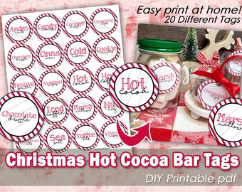 Hot Cocoa Bar Tags, Printable Christmas Hot Cocoa Bar Labels, Coffee Bar Labels, Printable Labels, Christmas Gift Tags, Hot Cocoa Printable