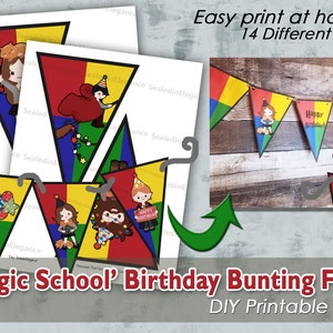 Printable Magic School Bunting Flags, Instant Download, Magical World Bunting Banner, DIY Banner, Magic World Bunting Flags, Birthday Decor