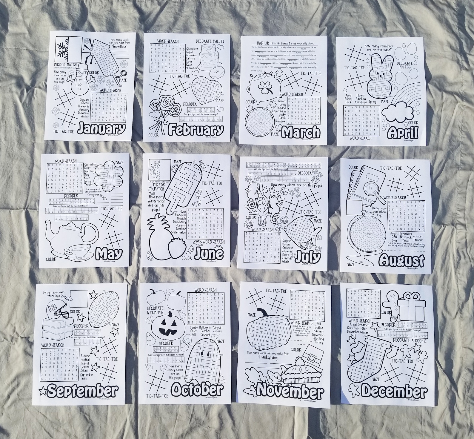 Monthly Activity Sheets Kids Activities Waiting Room Etsy monthly-activity-sheets-kids-activities-waiting-room-etsy