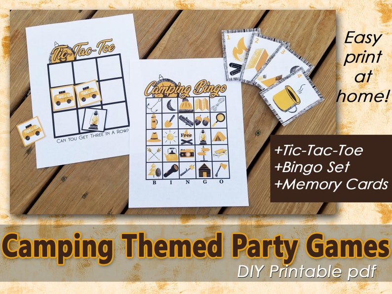 Camping Themed Game Set Kids Party Games Camp Out Themed Etsy
