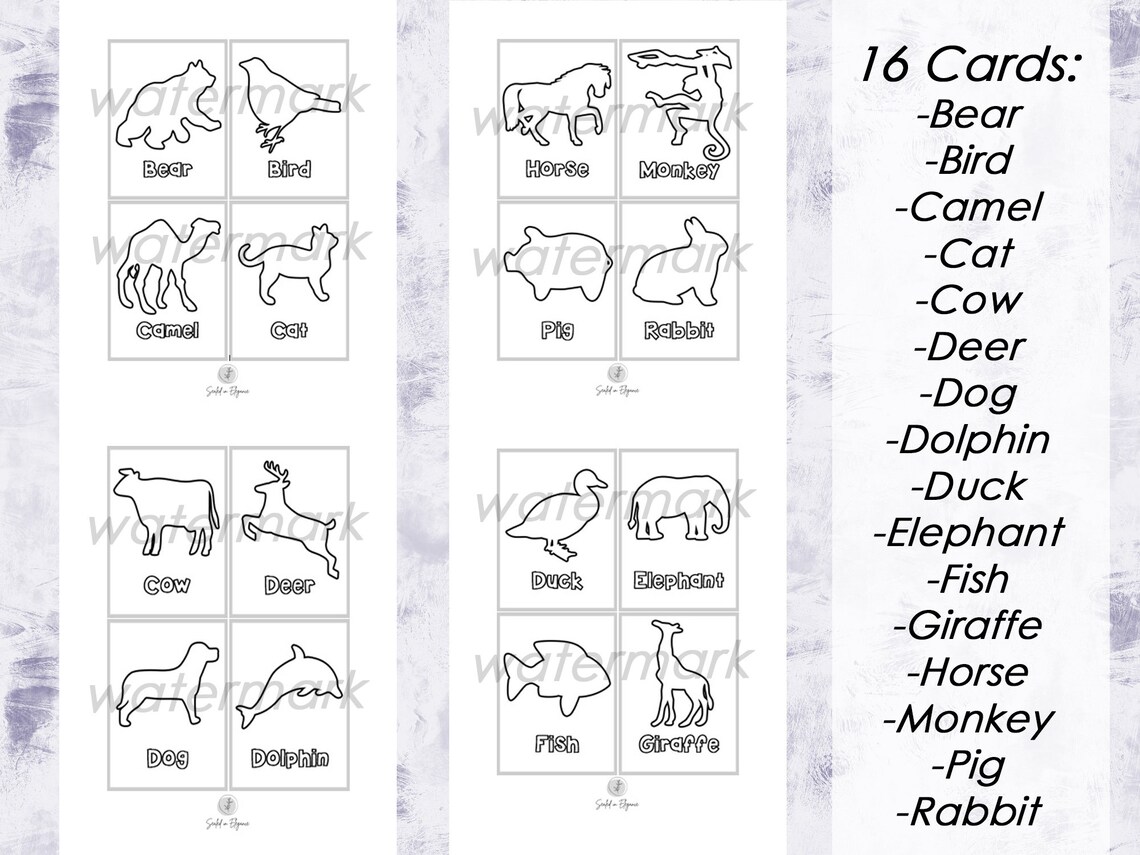 Colorme Animal Flashcards PDF DIY Flashcards Animal Etsy