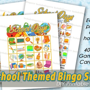 Back to School Bingo, School Bingo, Instant Download, School Themed Games, First Day of School Games, Homeschooling Games, Printable Bingo