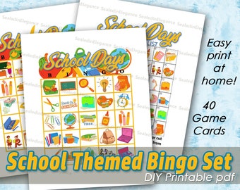 Back to School Bingo, School Bingo, Instant Download, School Themed Games, First Day of School Games, Homeschooling Games, Printable Bingo