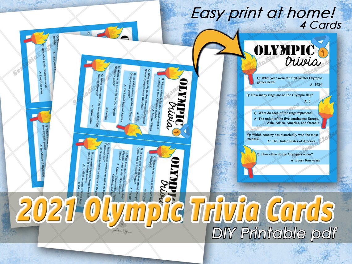 2021 Olympic Trivia Cards Olympic Games Trivia Instant Etsy
