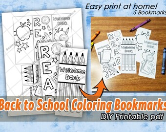 Coloring Back to School Bookmarks, Teacher Printable, Instant Download Bookmarks, Back to School Printable, Back to School Coloring