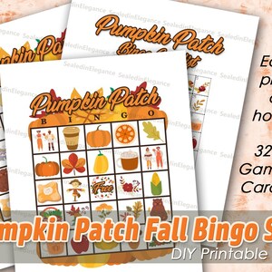 Pumpkin Patch Fall Bingo Set, Fall Bingo, Instant Download, PDF, Back to School Bingo, Fall Games, Fall Kids Games, Halloween Bingo, Bingo