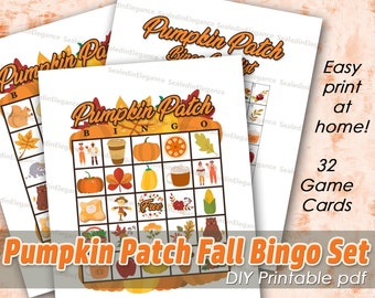 Pumpkin Patch Fall Bingo Set, Fall Bingo, Instant Download, PDF, Back to School Bingo, Fall Games, Fall Kids Games, Halloween Bingo, Bingo