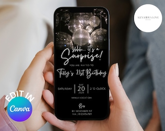 Surprise Disco Birthday Video Invitation: Neon Text Evite (Digital)