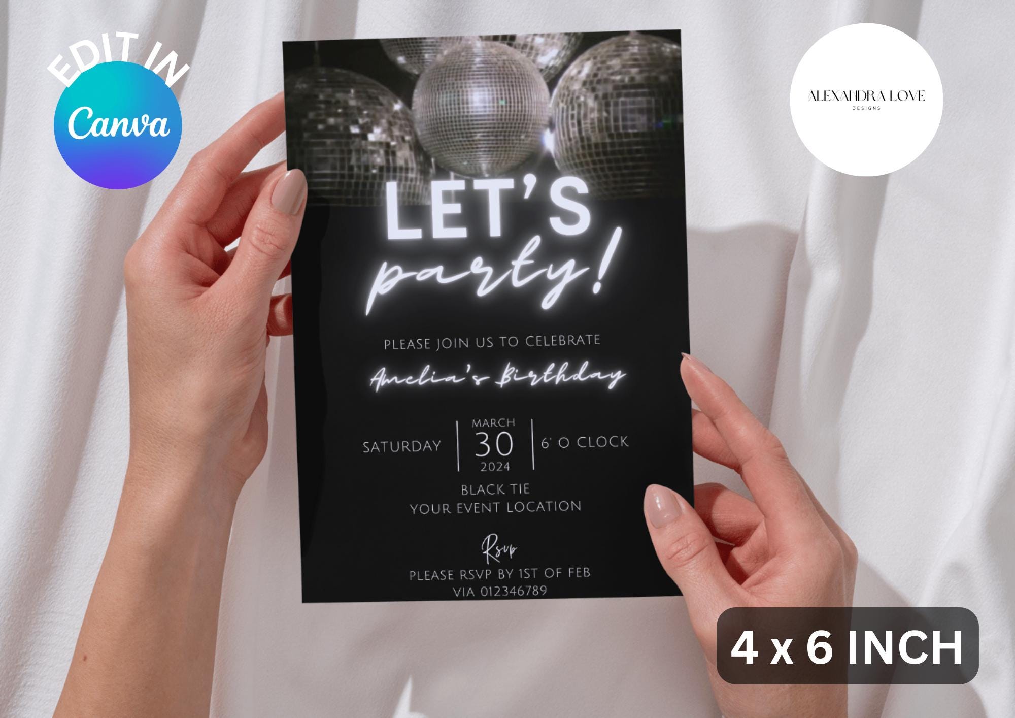 Lets Party Silver Disco Invitation - Il Fullxfull.6437737235 Kee1 