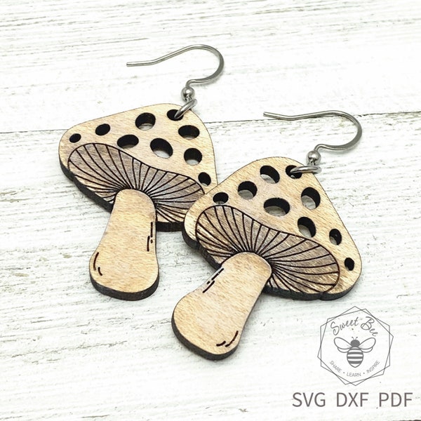 Mushroom earrings and pendant Digital File, Laser Cut Mushroom file, SVG Digital file