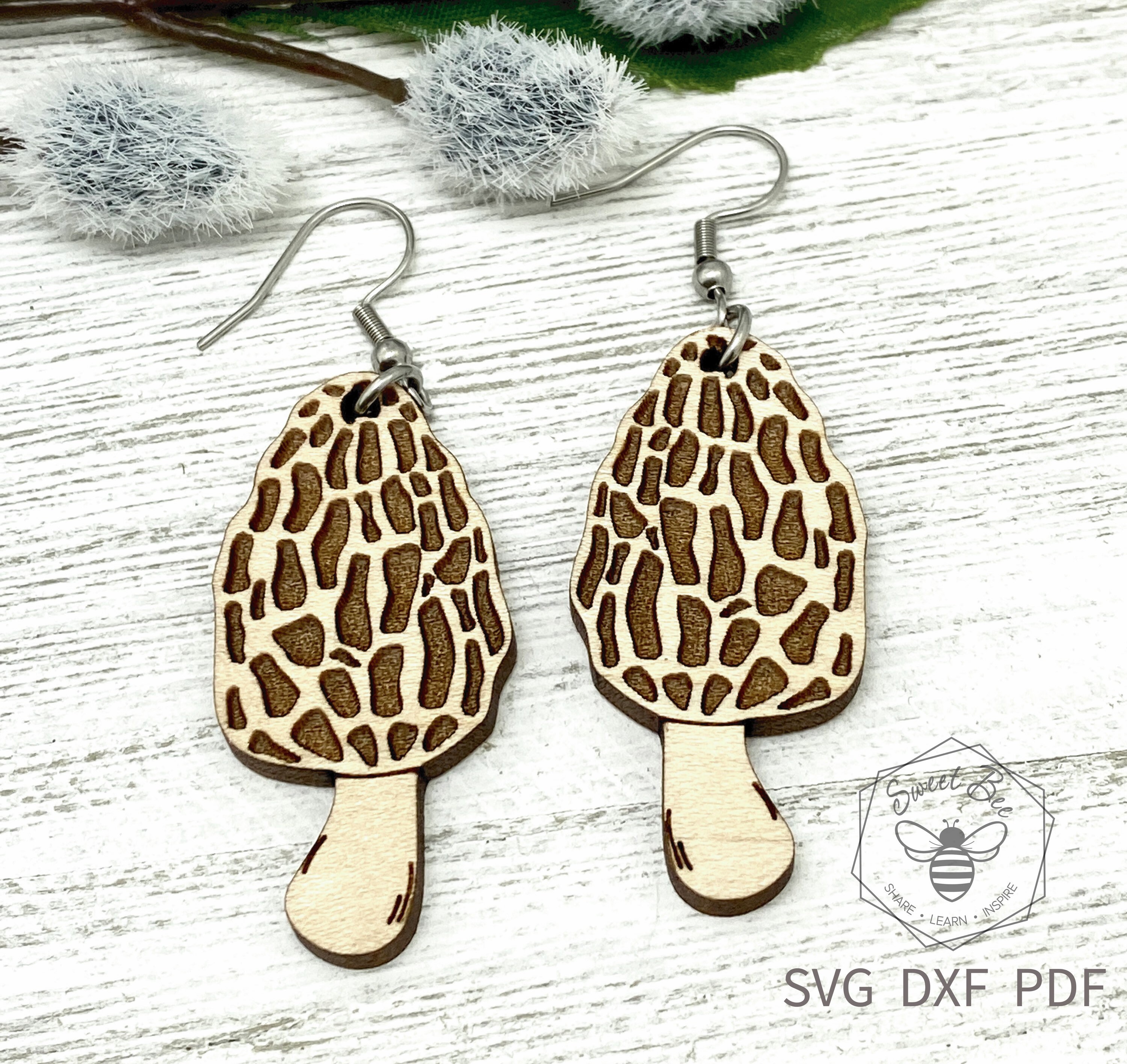 Morel Mushroom Earring and Pendant Set, Morel Pendant, Morel Earrings