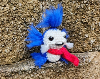 Labyrinth E'llo Worm, crochet plushie