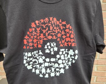 All 151 Pokemon Shirt, Generation 1 Kanto Region DTF Tee, Poke Ball Graphic T-Shirt, Retro Anime Gamer Gift, 90s Nostalgia Clothing