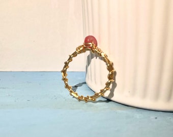 Pink Wire Wrapped Ring