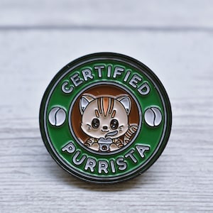 Waffle's Cat Barista Enamel Pin