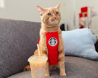 Delantal Meowbucks (Rojo Navideño)